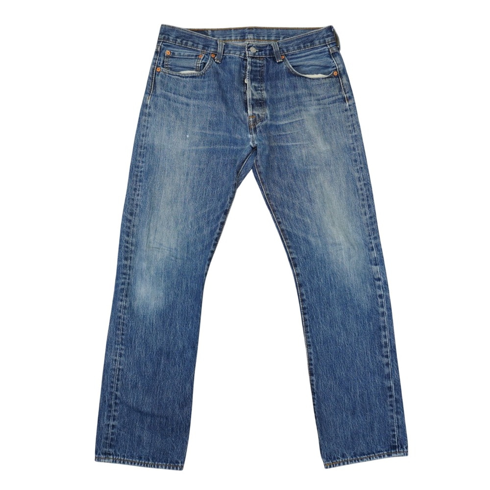 Levi's 501 Straight Leg Jeans Mens Fit 34x31 Blue Button Fly Medium Wash Denim